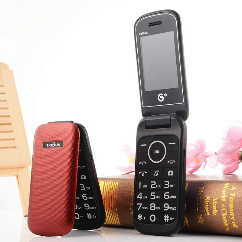 2G разблокировка пластиковый Флип Мобильный телефон очень тонкий светильник с