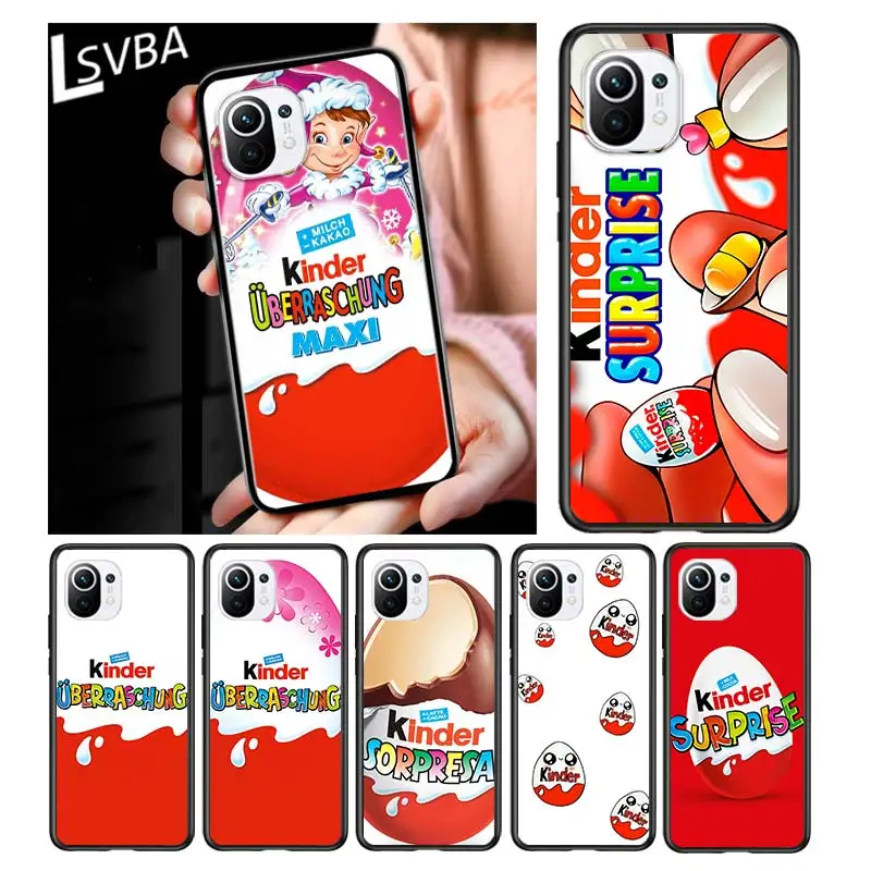 

Egg Kinder joy surprise for Xiaomi Mi 11 10T Note 10 Ultra 5G 9 9T SE 8 A3 A2 A1 6X Pro Play F1 Lite 5G Black Phone Case