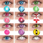 Цветные контактные линзы UYAAI, 2 шт.пара, аниме аксессуары для косплея, аниме, белые линзы, розовые линзы Nezuko, контактные линзы для глаз на Хэллоуин