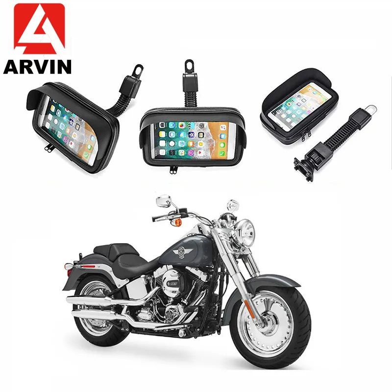 

ARVIN Waterproof Motorcycle Holder Stand for iPhone XR 8P Samsung S8 S9 Moto Handlebar Phone Case Mount Bag for 4.7 5.5 6.3 inch