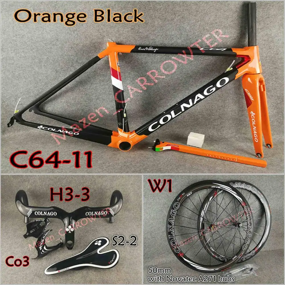 Package for sale T1100 UD МАТОВЫЕ-глянцевые оранжевые черные Colnago C64 карбоновые шоссейные рамы, седло для бутылки, клетки 50 мм карбоновые колеса UPS XDB - Цвет: Package for sale