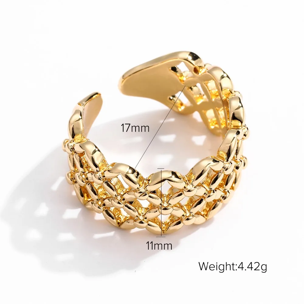 Женское кольцо с геометрическим узором INS золотистого цвета из латуни вечерние