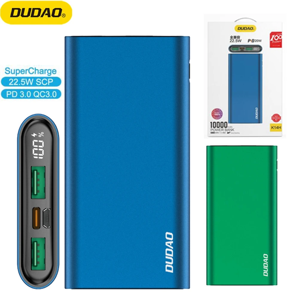 DUDAO 10000mah Power Bank PD 20W 18W Powerbank 10000 mah Vooc Dash SCP Portable Charger for Oppo Oneplus Huawei iPhone