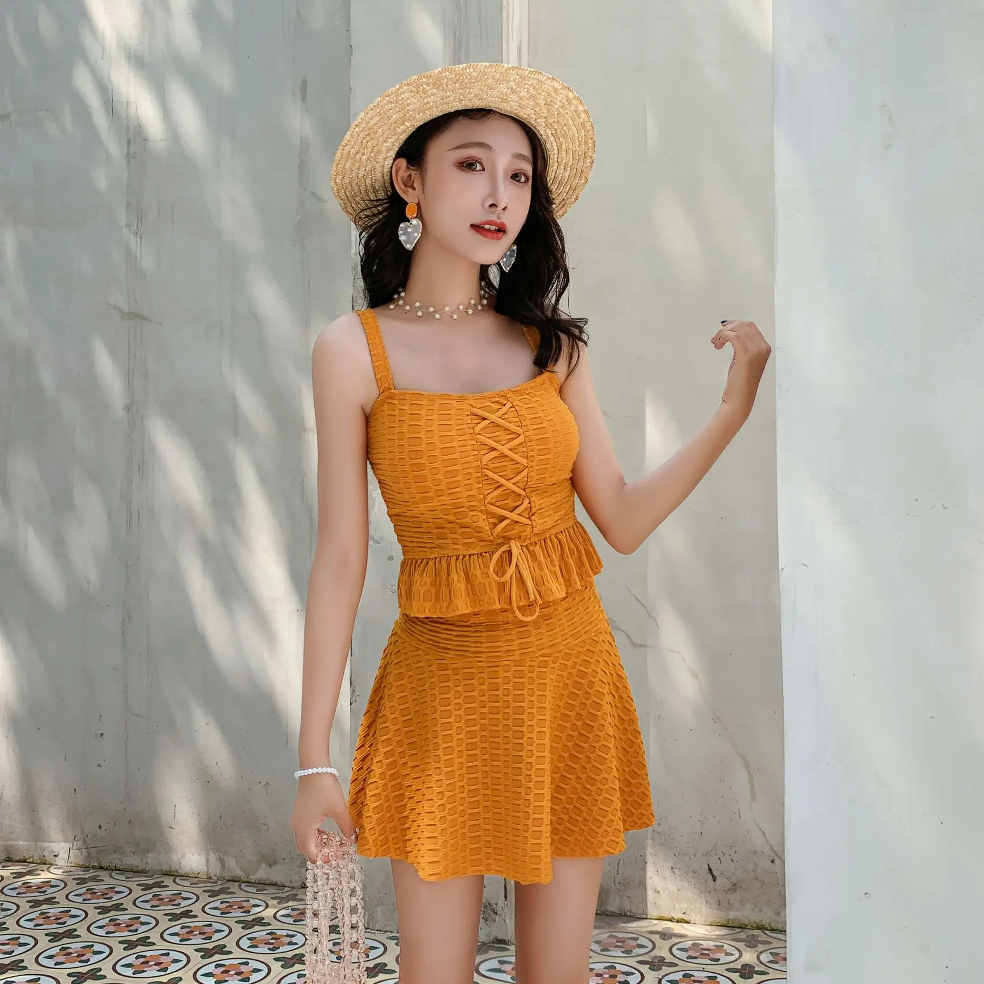 

Swimsuit female two-piece conservative slim cover belly student fairy fan cute swimsuit