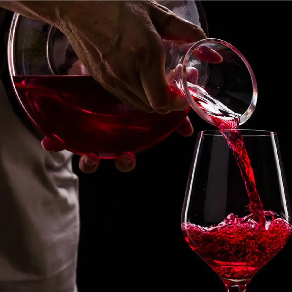 

Прозрачный стеклянный U-образный гудок, графин для вина, бутылка красного вина, бренди, шампанского, надувной контейнер, фотография