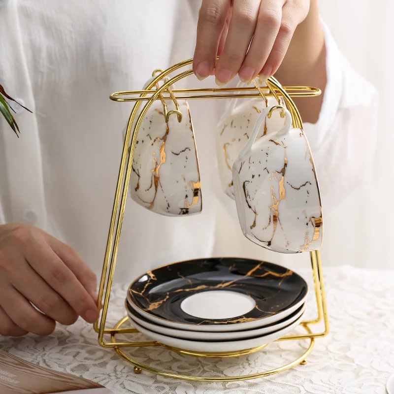 Золотистый держатель для кофейных чашек органайзер сушки многофункциональная