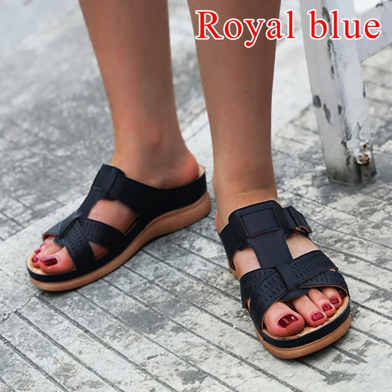 C ryral blue HEFLASHOR/женские шлепанцы; летняя повседневная обувь на танкетке с открытым носком; женская пляжная обувь; zapatos de mujer - Цвет: C ryral blue