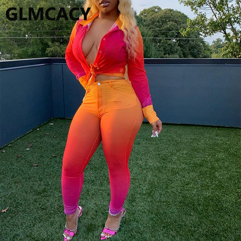 Женский комплект из 2 предметов блузка с длинным рукавом и облегающие брюки |