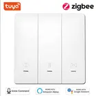 Смарт-переключатель для штор Tuya Zigbee 3,0, 100-240 В, голосовое управление, Совместимость с Alexa, Google Home