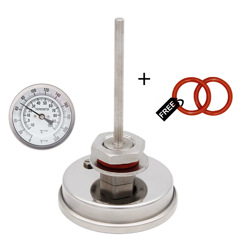 

Dial Thermometer - 3"Face x 4" Probe 1/2"NPT 0-220 F Beer Boil Kettle/Mush Tun Kettle Homebrew Thermometer