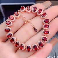 fine jewelry 925 sterling silver inset with natural gemstones womens luxury exquisite oval red garnet hand bracelet support det