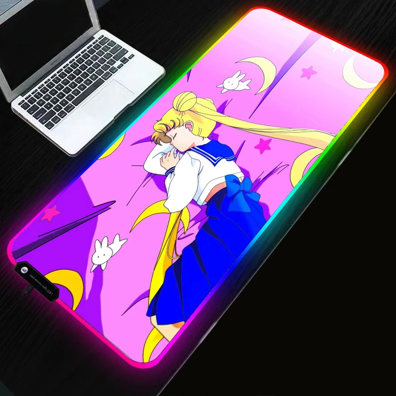 

Rgb mat Xxl mouse pad Anime moon girl Desk protector Kawaii Mats gaming mousepad Gamer mouse pad surface for the mouse