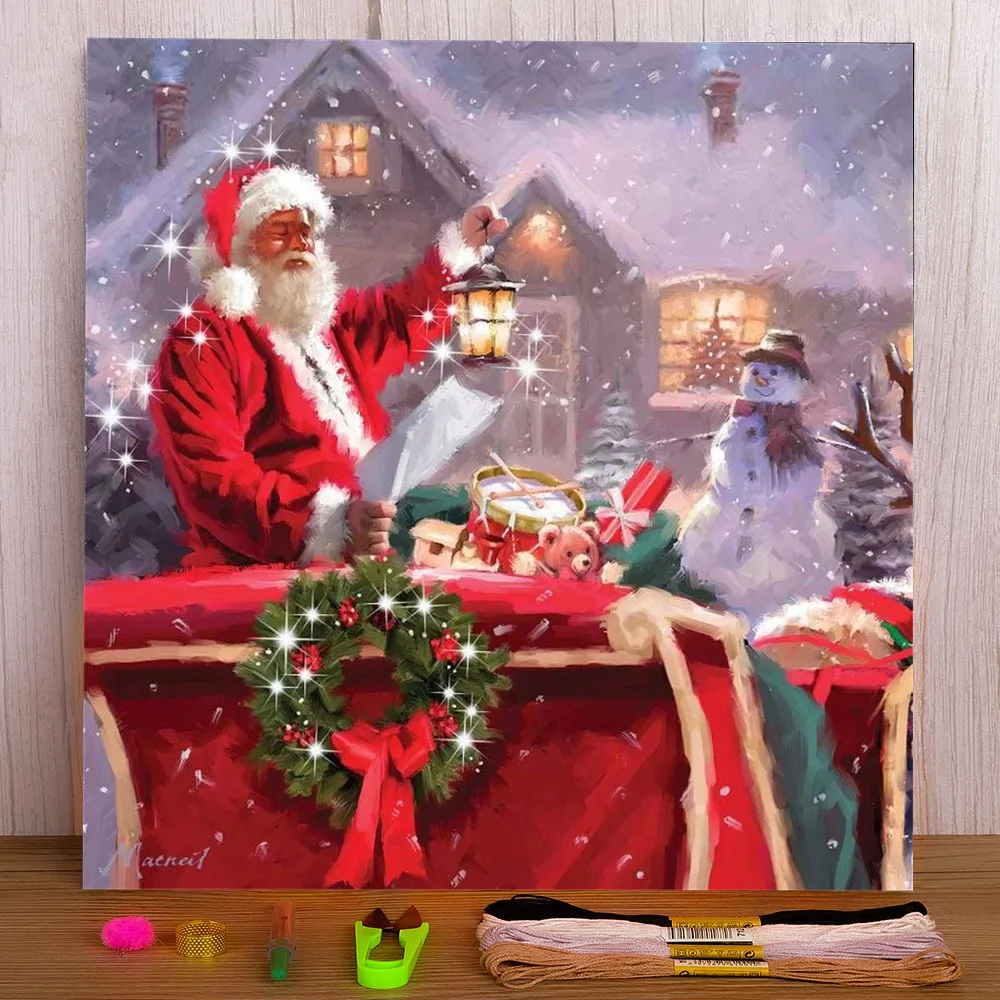 

Christmas Santa Claus Printed 11CT Cross-Stitch Set Embroidery DMC Threads Hobby Craft Knitting Needlework Floss Promotions