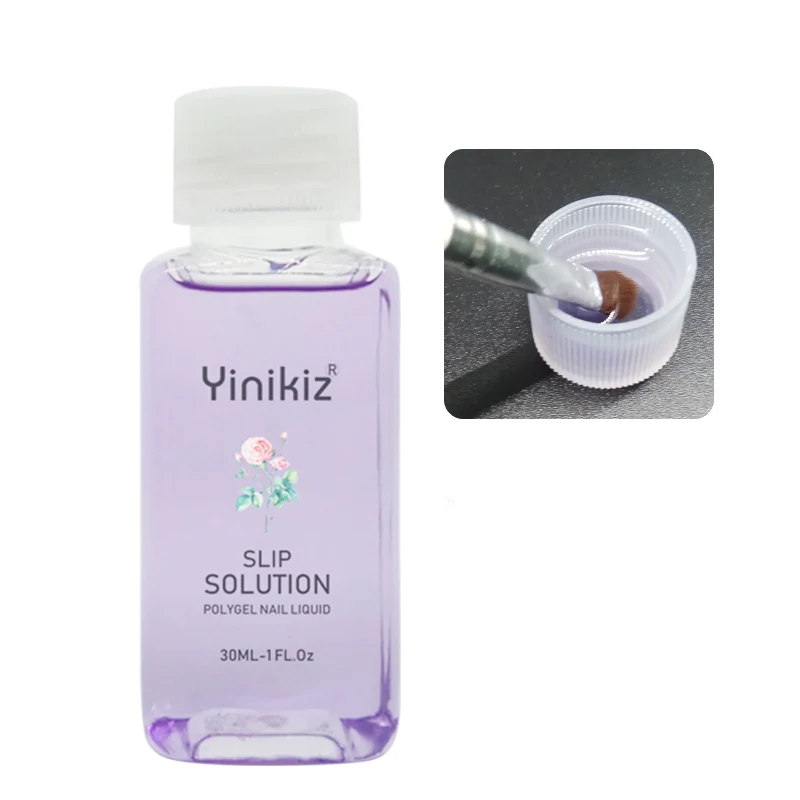 Полигель-раствор для наращивания ногтей Yinikiz жидкость фиолетового цвета