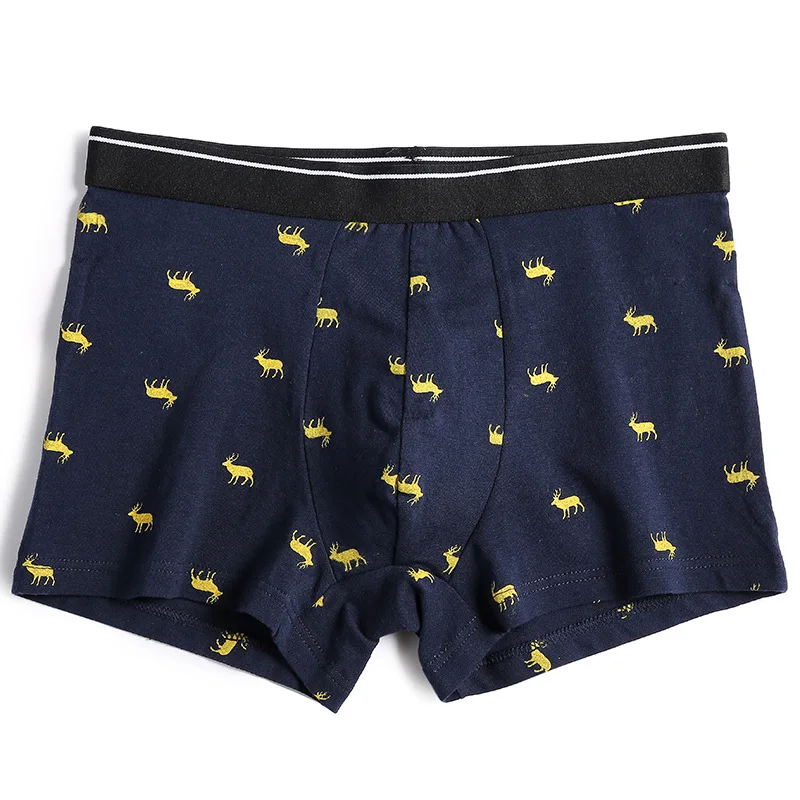 

Drowton Printed Breathable Mid-Waist Men's Underwear Four Corners New Comfortable Boxed Cotton Student Boxer Shorts For Men