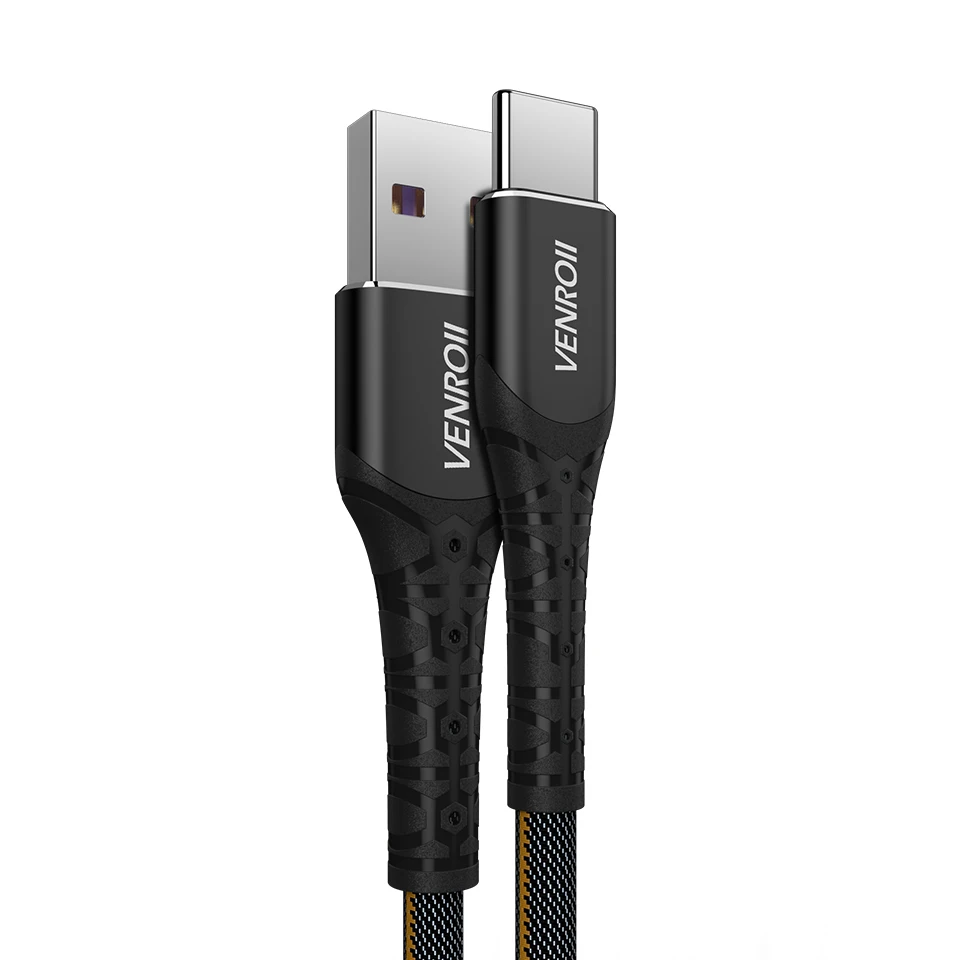 Venroii USB C быстрый заряд кабеля для Honor 20 V10 Pro зарядки Кабо 5А SuperCharge type-C шнур для huawei P30 P20 телефон USBC провод - Цвет: Black