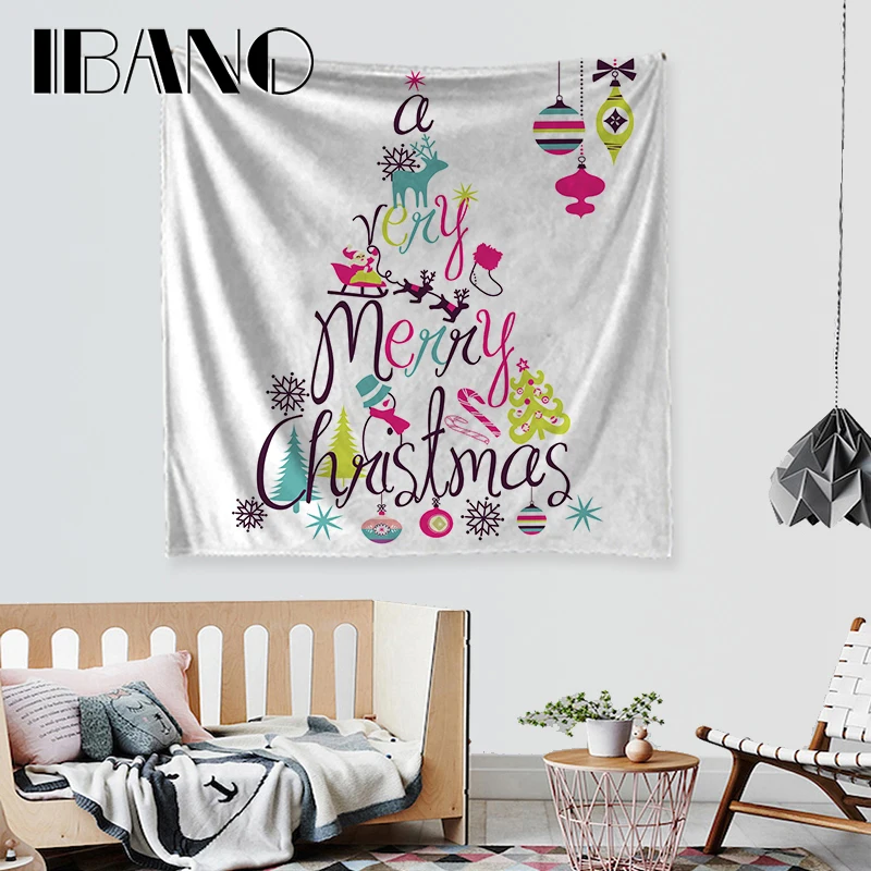 

IBANO Merry Christmas Tapestry Polyester Wall Hanging Tapestry Wedding Decoration Tablecloth Christmas Decorations For Home