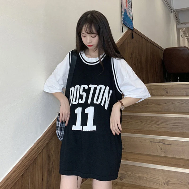 

Футболка женская оверсайз в стиле Харадзюку, Повседневная Свободная рубашка без рукавов, кроп-топ в стиле Kawaii, одежда для баскетбола, Y2k, на л...