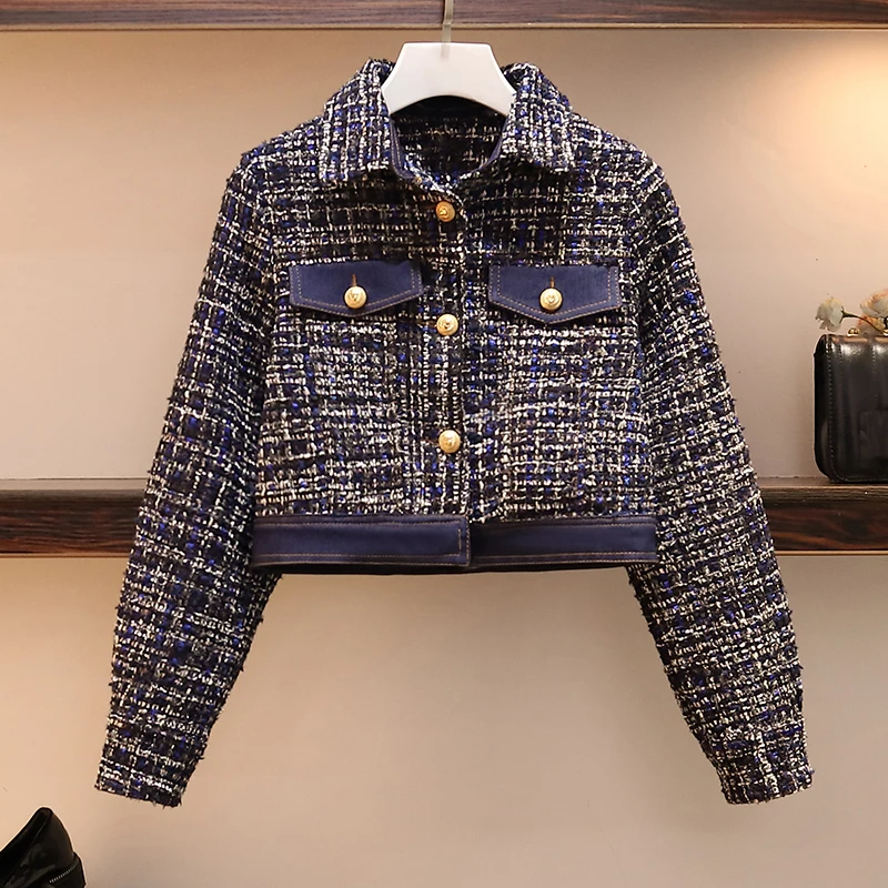 HAMALIEL/женский твидовый комплект из 2 предметов осенне-зимняя джинсовая куртка в