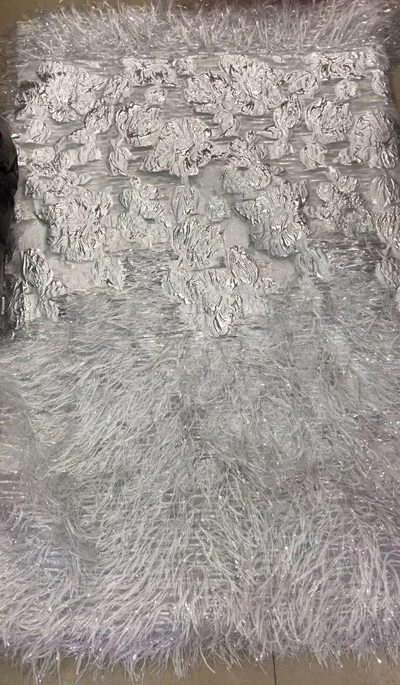 6 white silver 6 цветов, модное зеленое Африканское Тюлевое кружево, дизайн штамповки, французское Сетчатое кружево с кисточками для очаровательного вечернего платья FLV101 - Цвет: 6 white silver