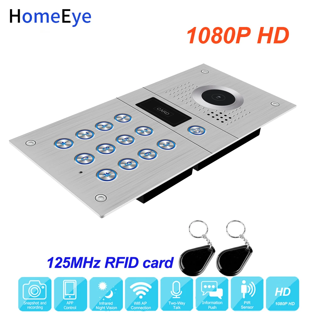 للبيع 1080P واي فاي فيديو باب الهاتف IP فيديو إنترفون تتفاعل/كلمة السر 2 أبواب نظام التحكم في الوصول تويا App التحكم عن بعد مقاوم للماء