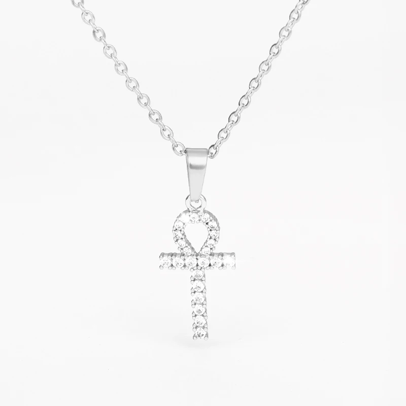 

Zircon Cross Necklace Key of Life Pendant Men's / Women's Jewelry Religious Baptism Gift Simple Fashion Three Colors Available