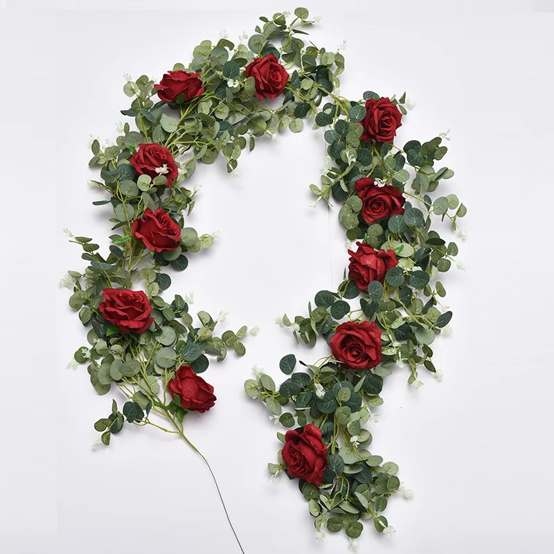 

Rose Silk Flower Vines Artificial Decor Garland for Wedding Decoration Home Garden Christmas Dried Flower Decorations