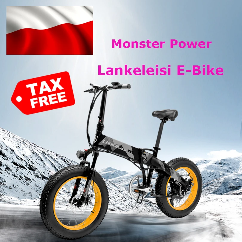 Verkauf LANKELEISI X2000Plus EU Freies Schiff Falten Moped Elektrische Bike 20 Zoll Fett Reifen Für Schnee Städtischen Offroad Berg 500W 48V 35 KM/H