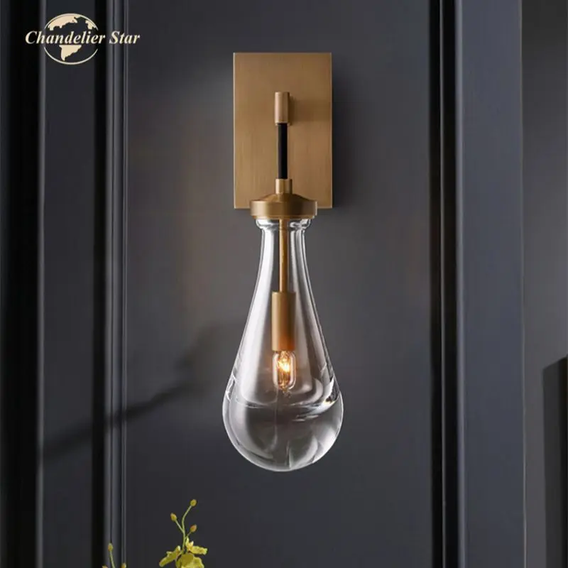

Vinatge Amerian Style LED Wall Lamps Luxury Glass Metal Gold Wall Sconce Home Decor Bedroom Living Room Corridor Lights Fixture