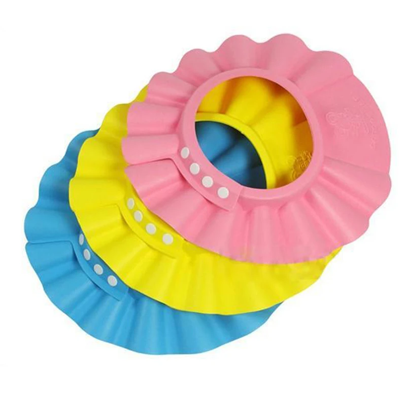 Champ&uacute; seguro ajustable para ni&ntilde;os, gorros suaves de protecci&oacute;n para el ba&ntilde;o y la ducha, impermeable, 3 colores, 2021-0