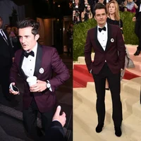 Custom Made Wine Red Men Suits For Wedding Groom Tuxedos Best Man Suits Pants Slim Fit Red Carpet Prom Party Suits Costume Homme