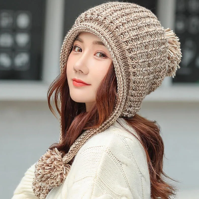 Женская трикотажная Шапка-бини с помпоном для езды на велосипеде и бега |