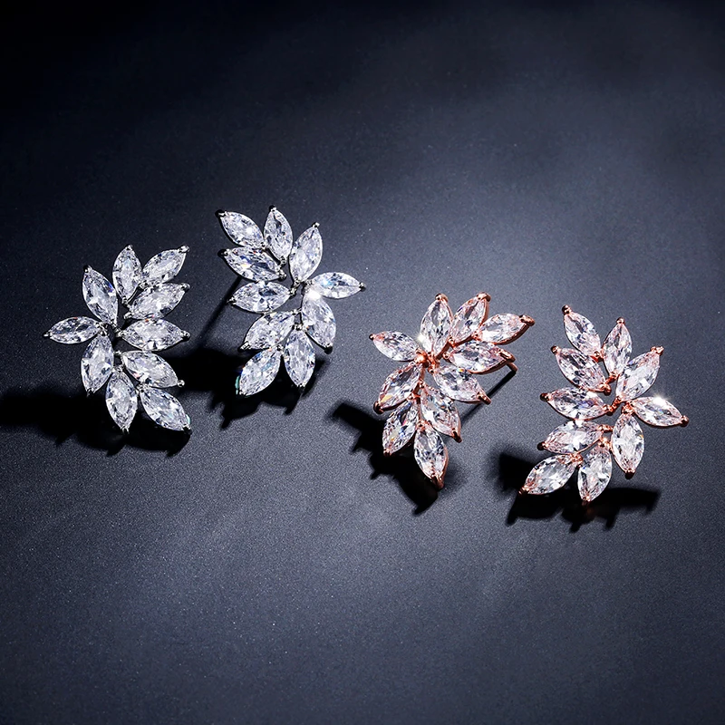RAKOL Новая мода AAA кубический циркон с украшением в виде кристаллов лист Форма