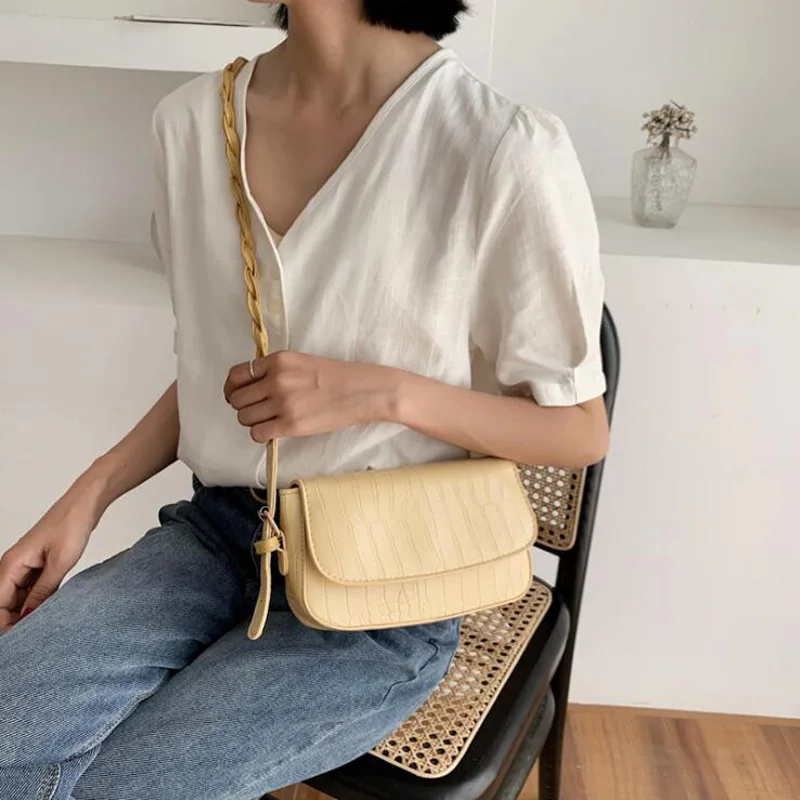 Женская сумка через плечо из искусственной кожи с плетеным ремешком под кожу