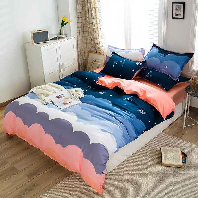 

Youth Style Rainbow Wave Bedding Set Home Textile Double Sheet Luxury Queen King Size Bed Linens Duvet Cover Sheet Pillow Case