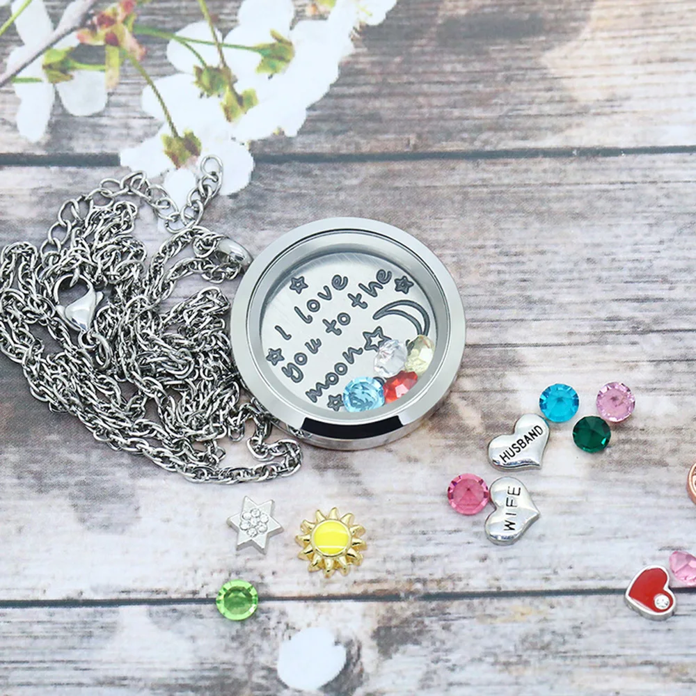 Круглый плавающий медальон BOFEE ожерелье подвески серебро 316L шармы из нержавеющей