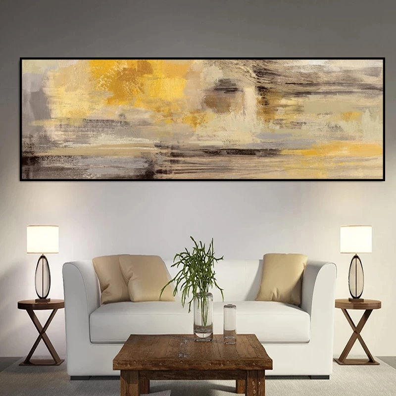 Абстрактная Золотая желтая картина маслом на холсте плакаты и печать
