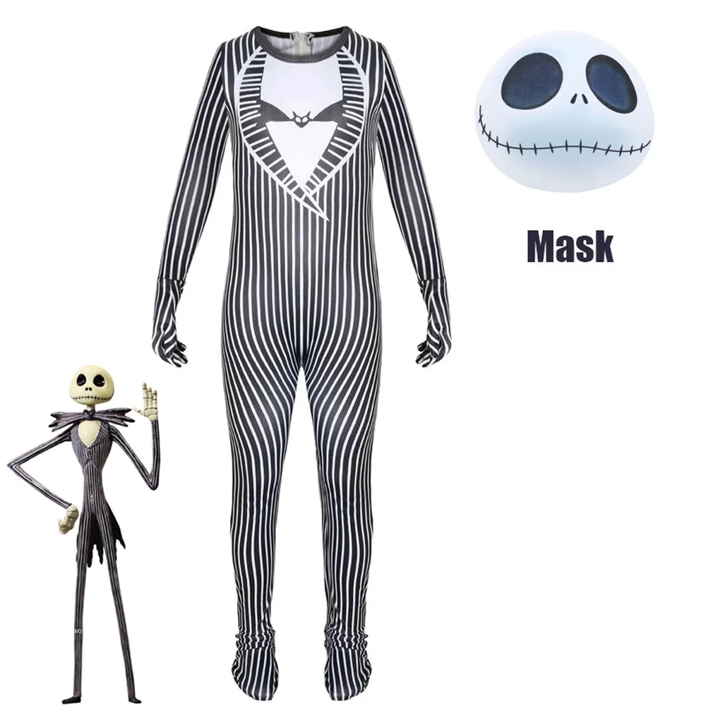 Детские костюмы на Хэллоуин костюм Джека Скеллингтона для косплея мальчиков и