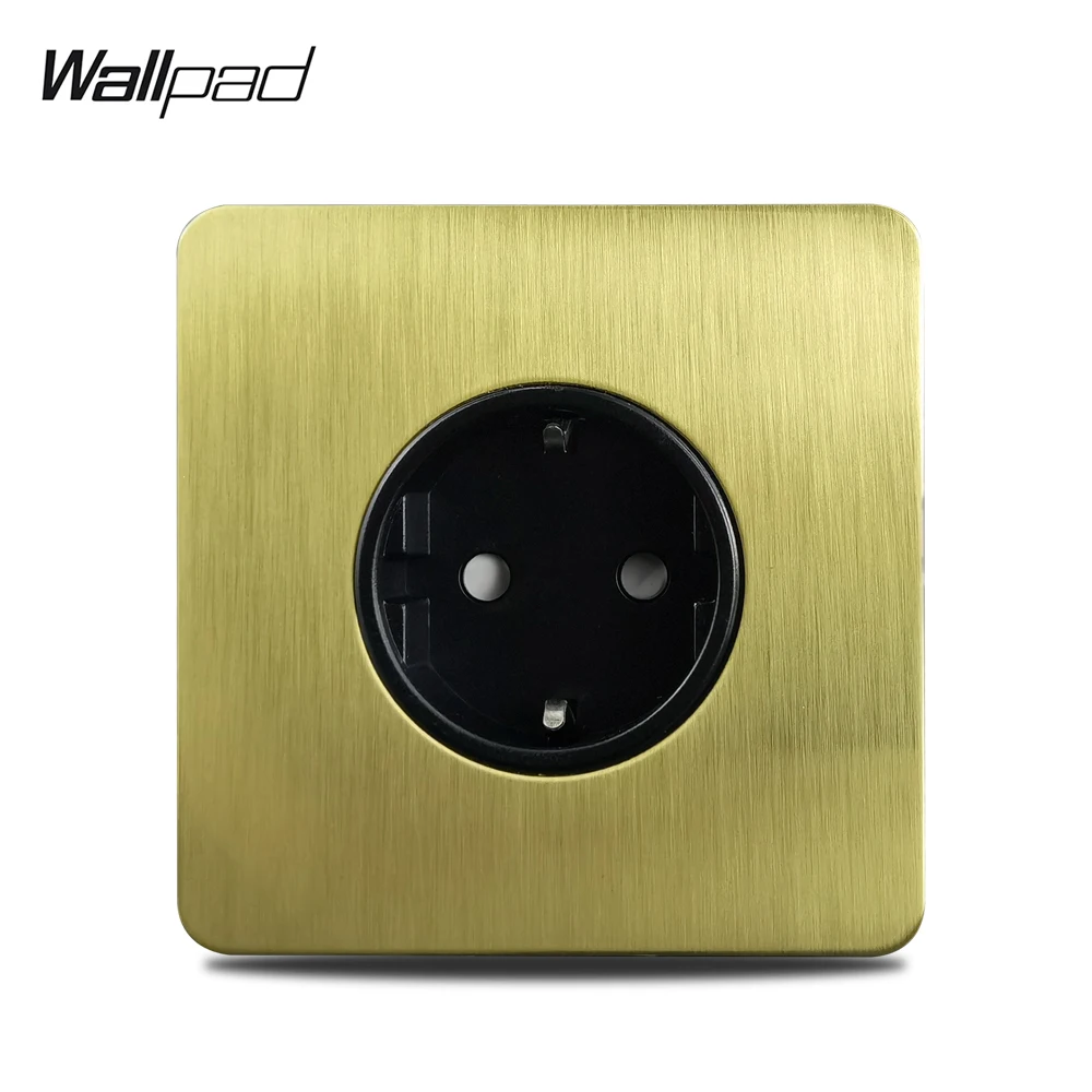 

Wallpad EU Wall Socket Electrical Outlet Satin Gold H6 Brushed Brass Stainless Steel Panel