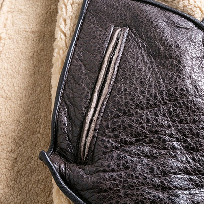 Мужская Повседневная Длинная Куртка из натуральной овечьей шерсти с отложным