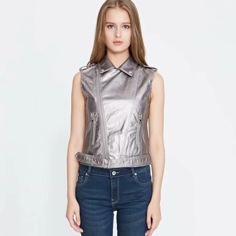 Куртка бомбер TMODA256 женская из искусственной кожи модный жилет мотоциклетная