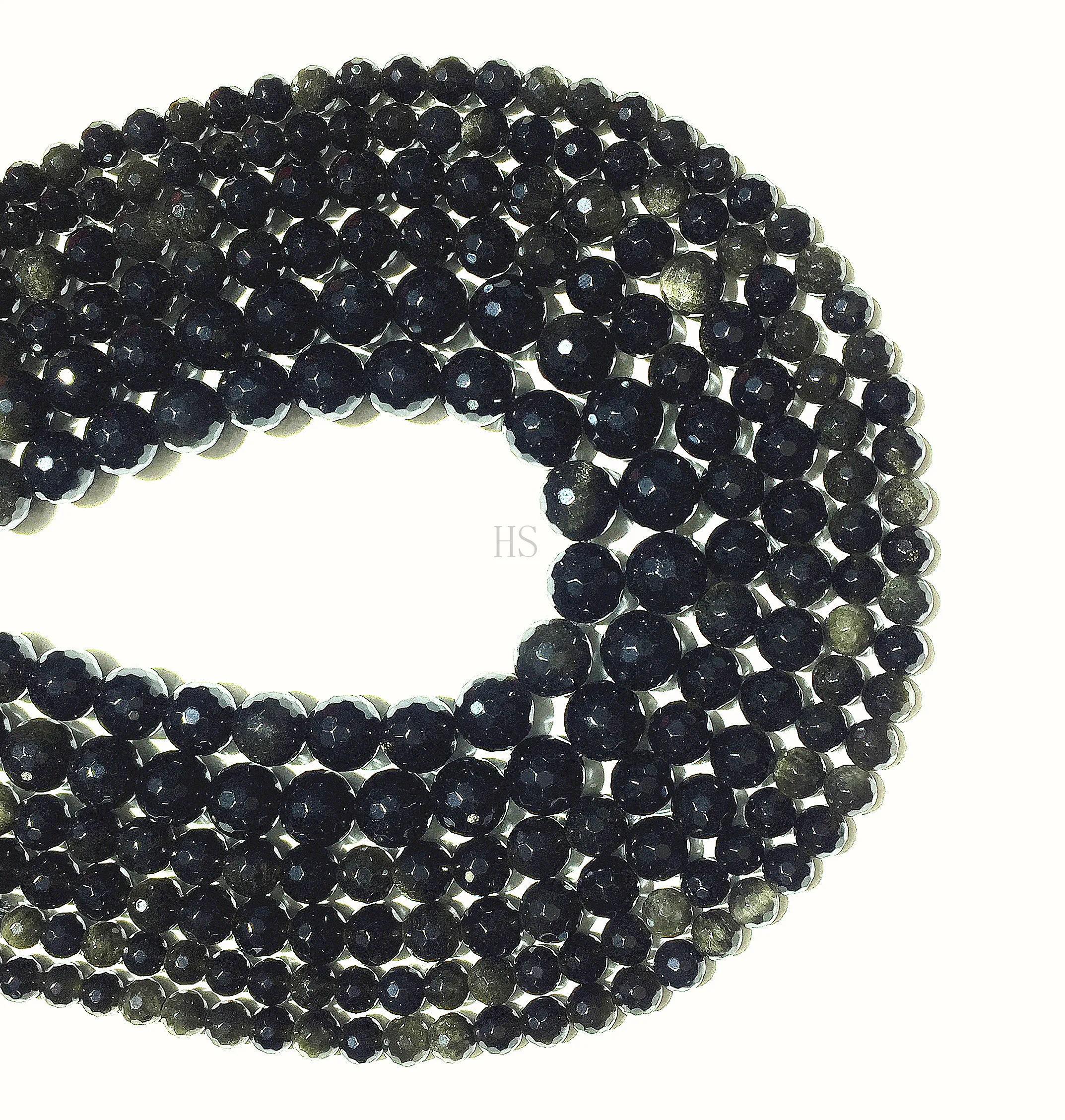 Заводская цена натуральный граненый черный обсидиан круглая свободная бусина
