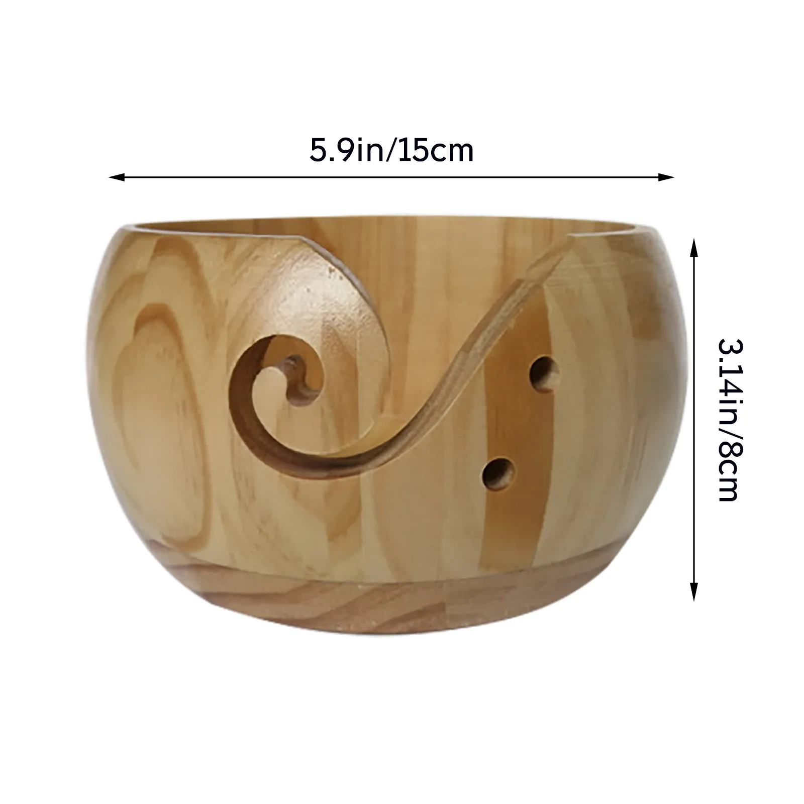 Чаша для хранения из натуральной древесины органайзер вязаный трикотаж