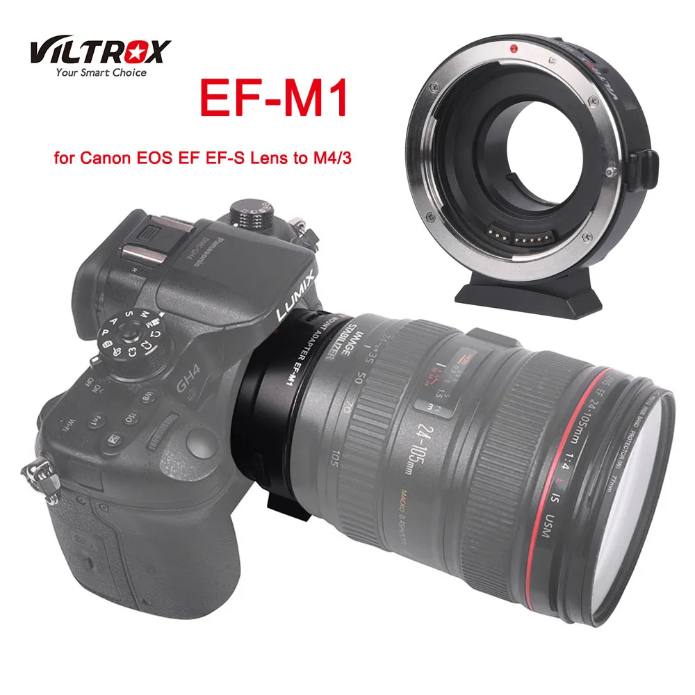 

Viltrox EF-M1 Lens Adapter Ring Auto Focus for Canon EOS EF EF-S Lens to M4/3 Camera GH5GK GH85GK GF7GK GX7 E-M5 II E-M10 III