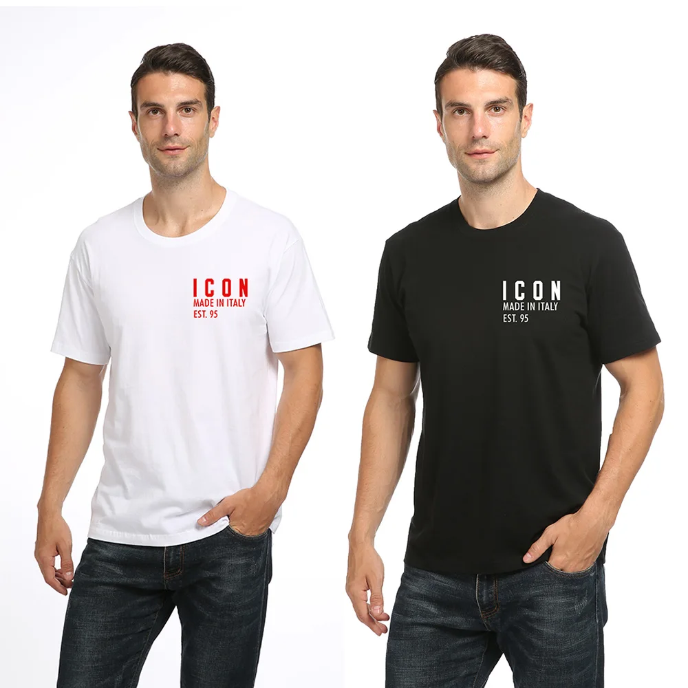 Футболка dsq Мужская и женская с логотипом значка Повседневная рубашка из 100%