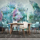 Настенные 3D-обои на заказ, настенное водонепроницаемое покрытие в скандинавском стиле с тропическими растениями, листьями, для современной гостиной, дивана, фона телевизора, домашний декор