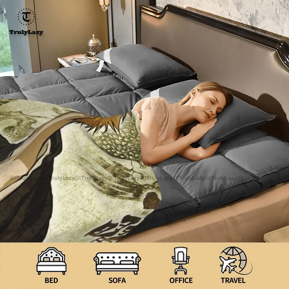 

Ichigo Blanket Fleece Armchair Round Blanket Super Soft Fashion Fluffy Bedspread