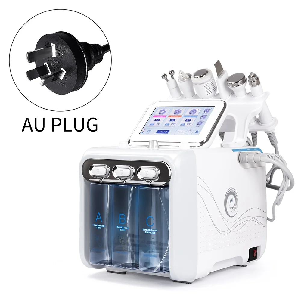 AU PLUG (220-240V) 6 в 1 машина для дермабразии воды машина для глубокого очищения струи воды гидро алмаз лица Чистая омертвевшая кожа удаление для салонного использования - Цвет: AU PLUG (220-240V)