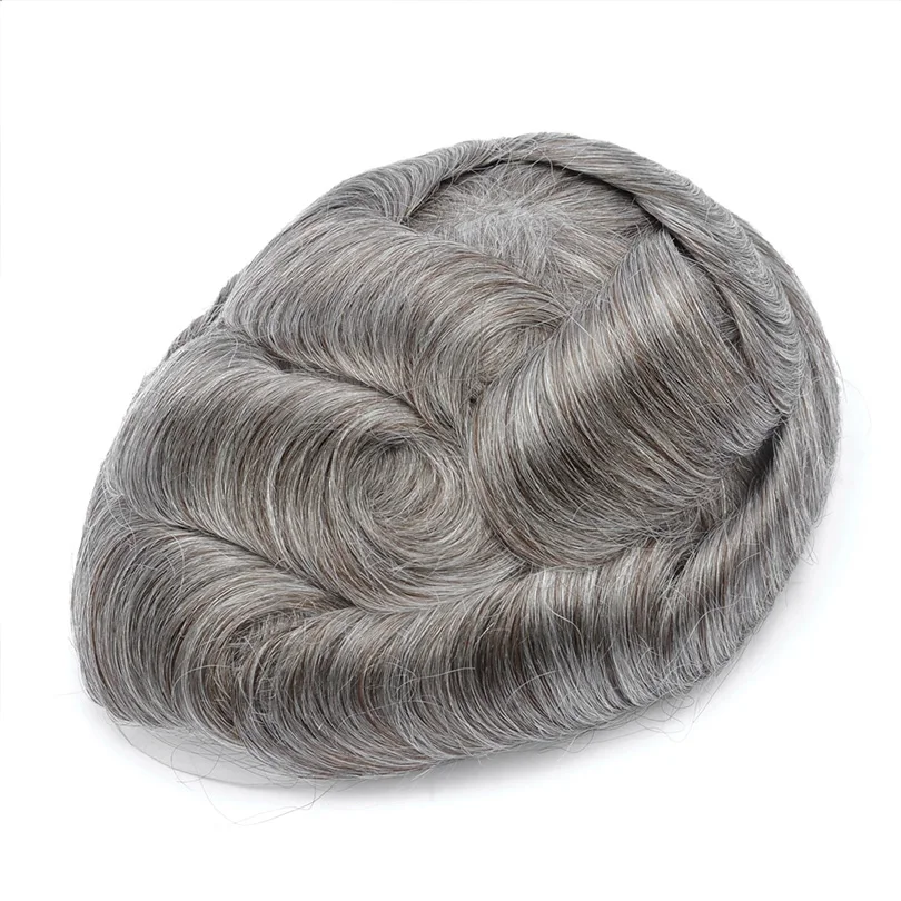 BYMC Natural Black Brazil Human Hair Men Toupee Replacement System PU Hairpieces Male Wig for | Шиньоны и парики