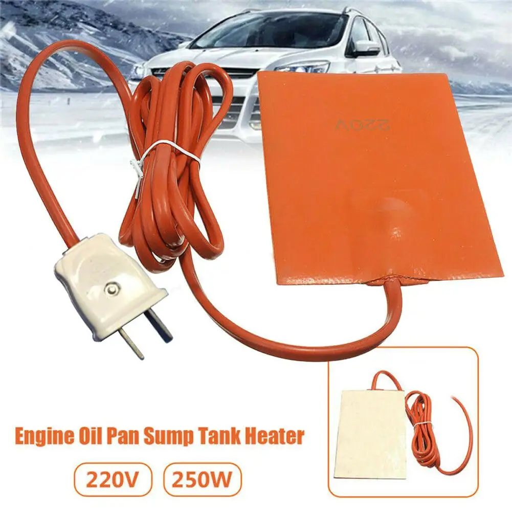 

220 В 250 Вт Автомобильная масляная кастрюля, поддон, резервуар, подогреватель, коврик 9x13 см, зимний Быстронагревающийся автомобильный силикон...